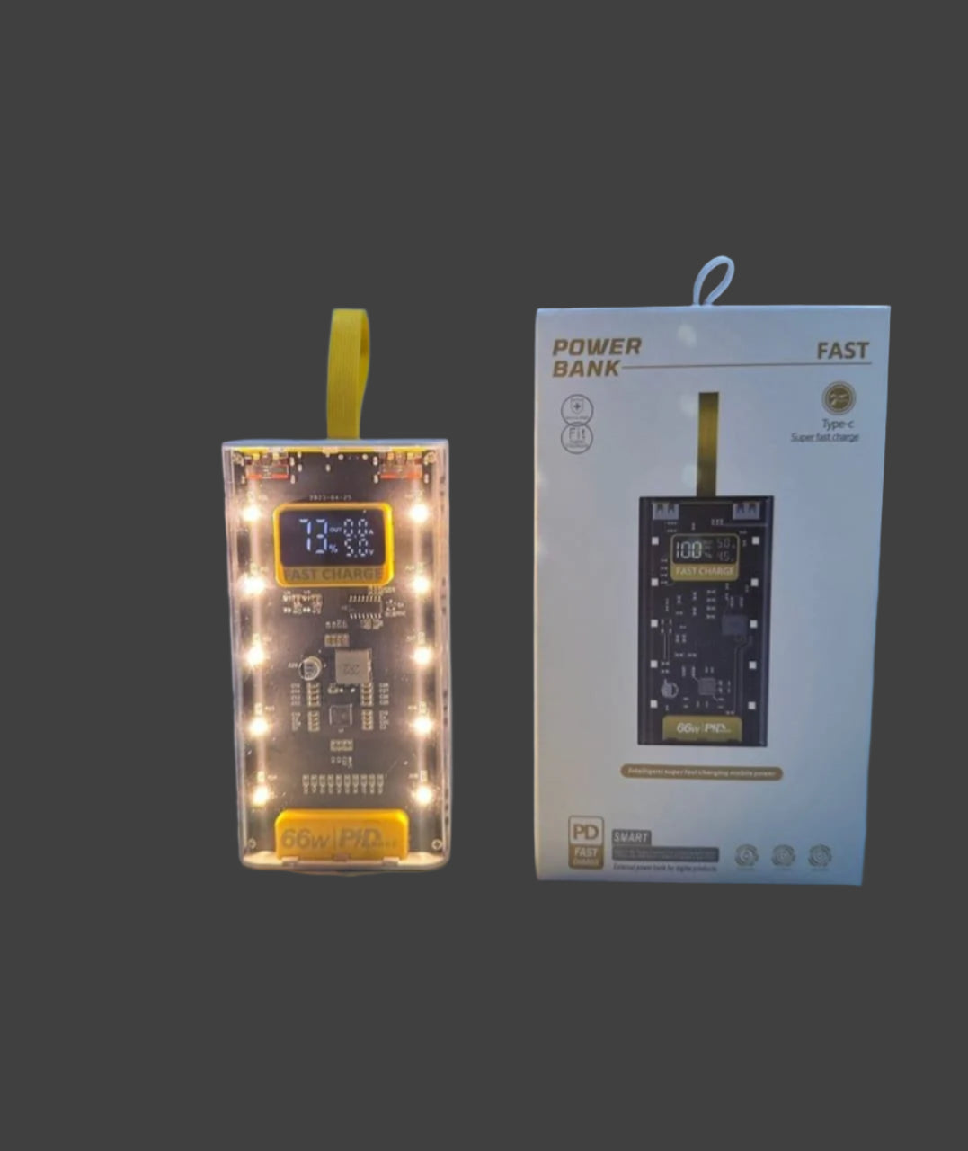 Transparent 66W Power Bank | LED Display | 20,000mAh