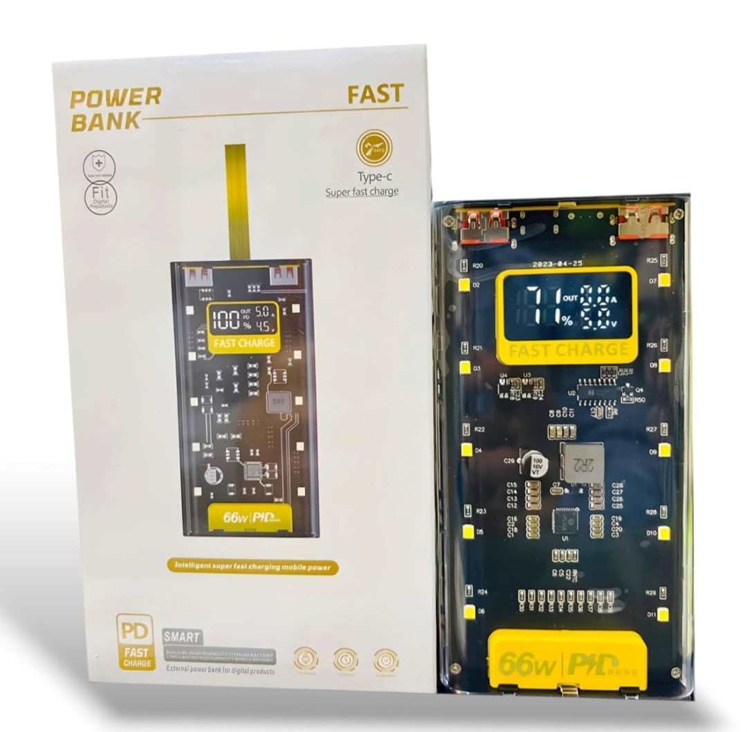 Transparent 66W Power Bank | LED Display | 20,000mAh